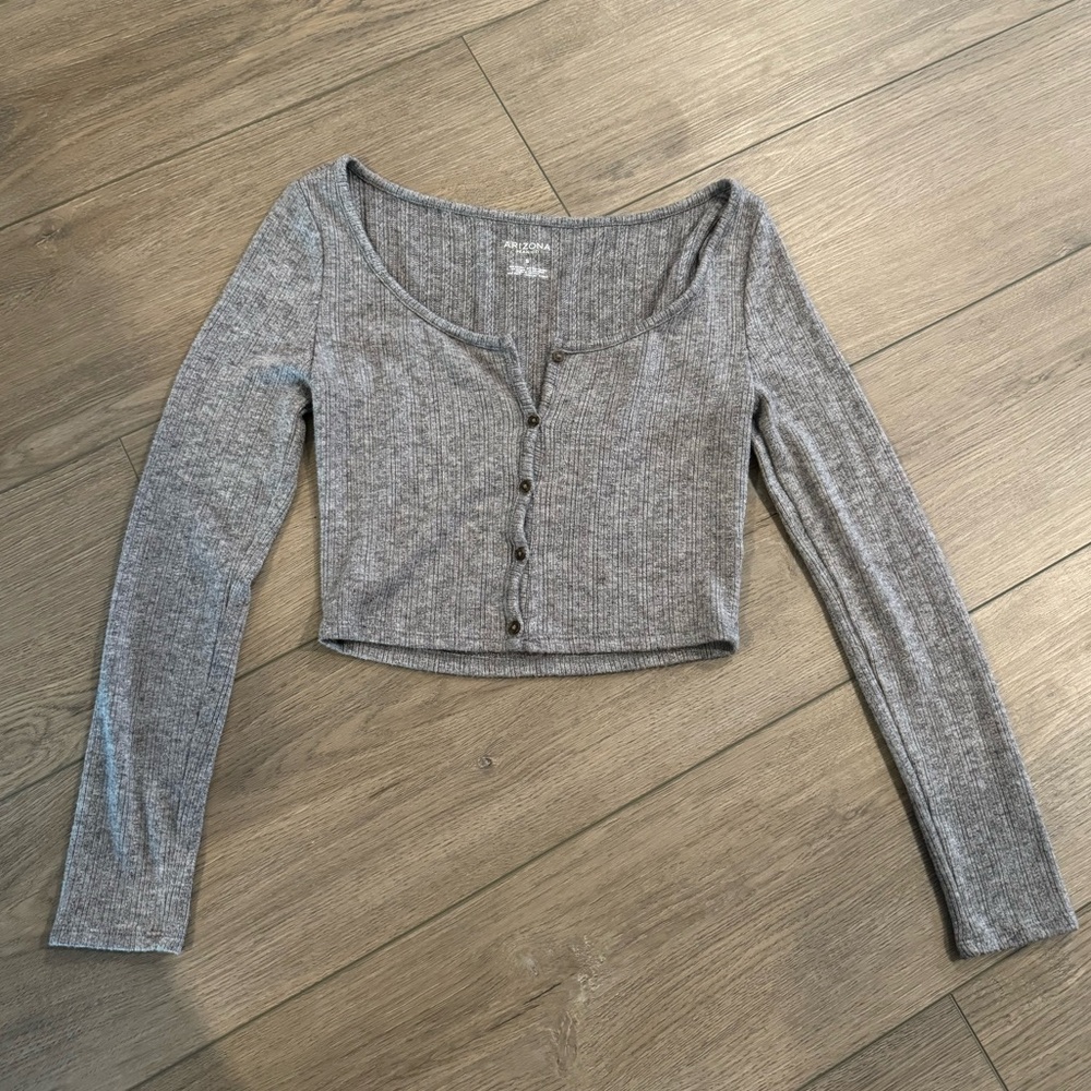 𝅺NWOT Arizona Jean Company Knit Crop Top (Gray) - Small